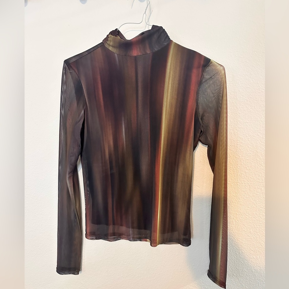 Bailey 44 Sheer Mesh Mock Neck Long Sleeve Top • size small